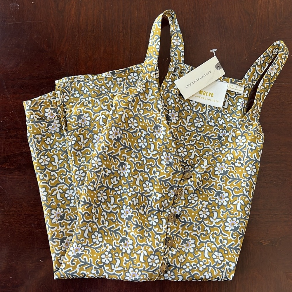 MAEVE Anthropologie NWT Floral Patterned Top in Mustard, Purple & White SIZE 2 - Picture 3 of 12